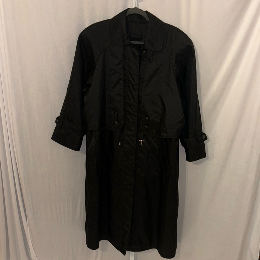 Rain Shedder Lined Trench Length Coat 16W Black